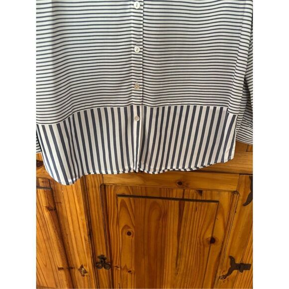 J. Jill Rayon Contrast Stripe Blouse - Picture 2 of 5